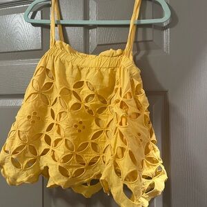 Yellow Eyelet Crop Top